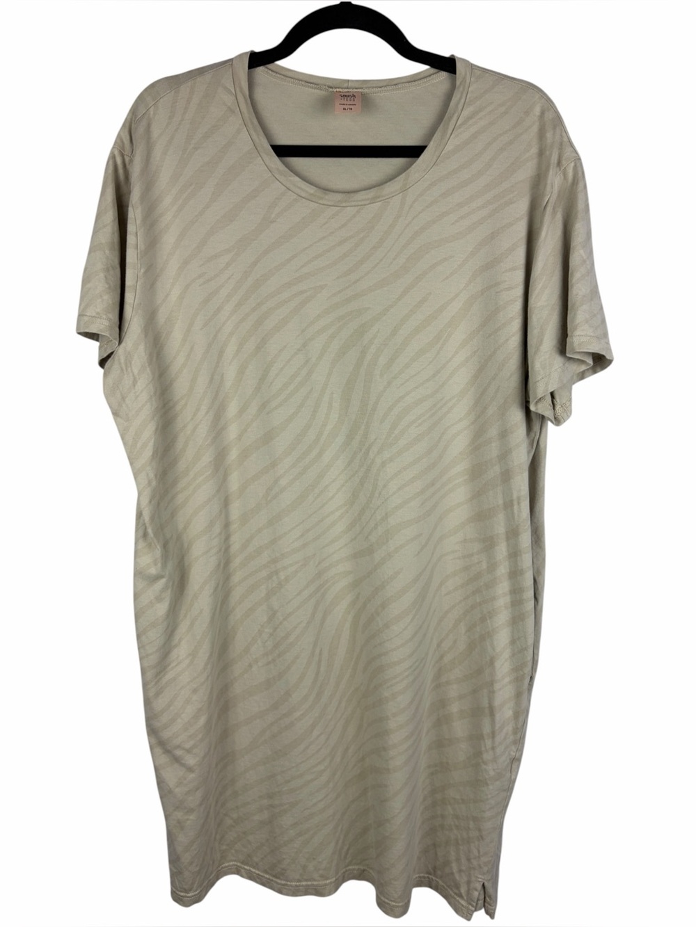 Smash + Tess Zebra Print T-Shirt Dress XL/1X Beige Made in Canada Pockets